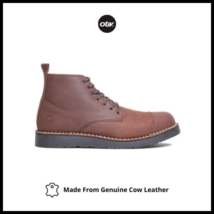 Sepatu Boots Kulit Otiv Gama Dark Brown - 45 Original Best Seller