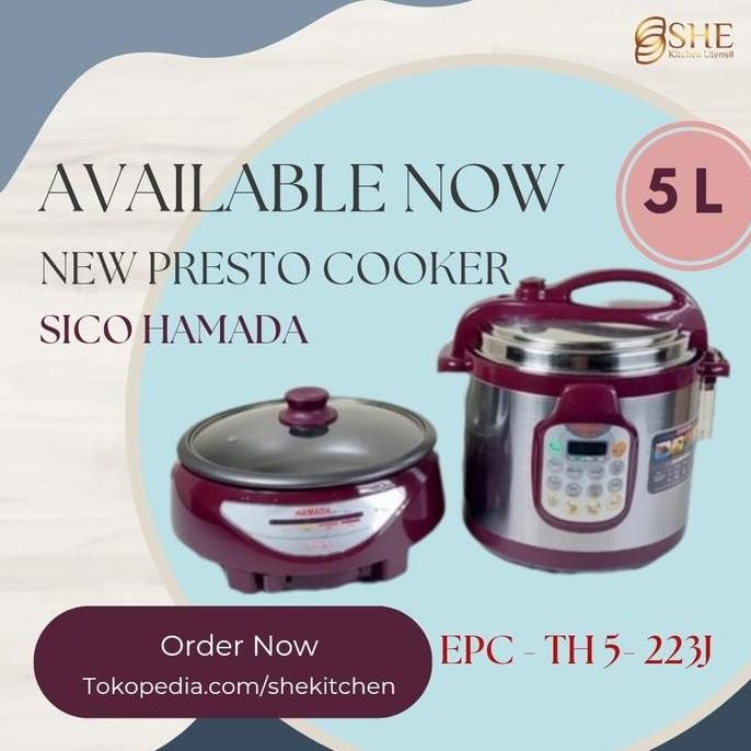 Tersedia Panci Presto Hamada 6 L, presto listrik, pressure cooker