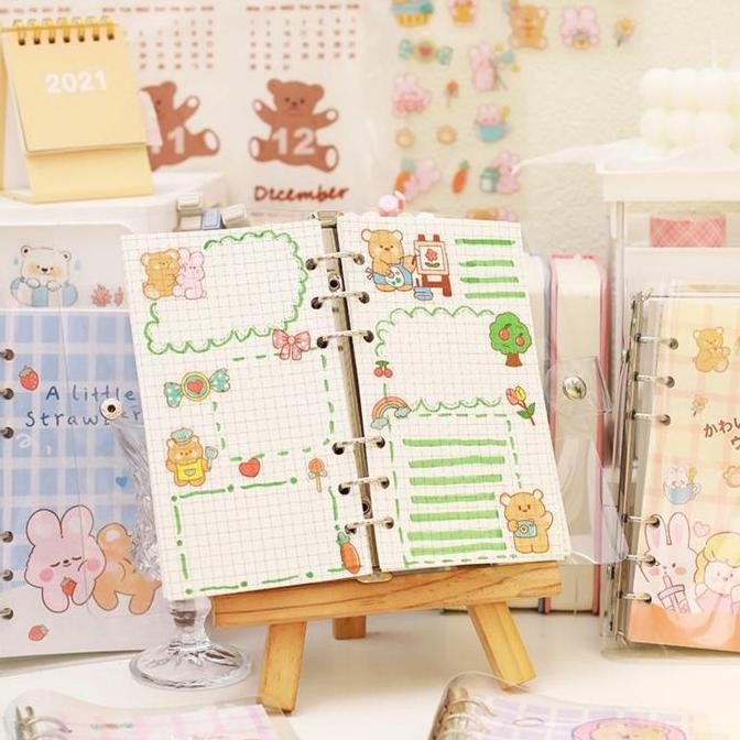 

Buku binder A6 isi kertas 100 lembar gantungan kecil PET stiker spiral notebook PVC cute bear rabbit Buku catatan isi ulang loose-leaf Buku harian Binder bahan cover silikon transparan Jurnal wisatawan DIY scrapbook Daily planner Lucu Waterproof Note