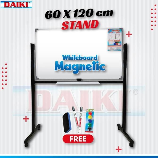 

Papan tulis / Whiteboard DAIKI double face stand magnetic uk 60x120cm Kualitas Original