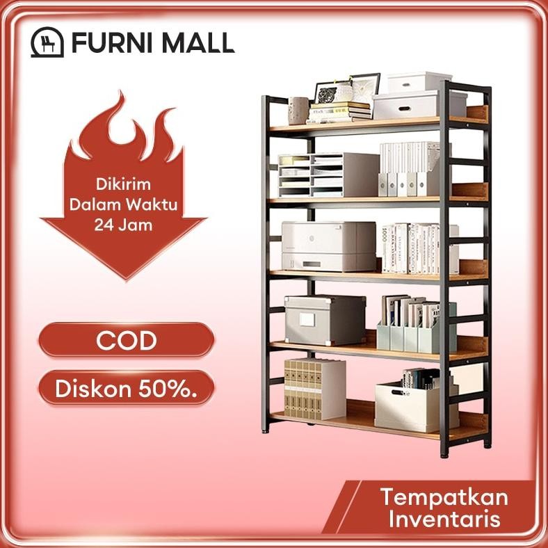 Rak Buku Besi Rak Susun Rak Besi Siku 5/4/3 Susun Rak Besi Siku Lubang Rak Serbaguna 100*30*174cm