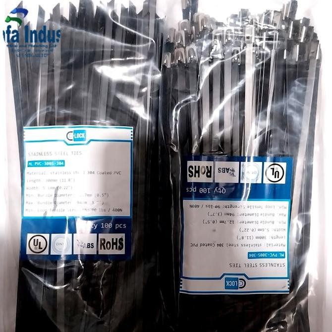 

Kabel Cable Ties Stainless PVC Coated C-LOCK 5,6 300MM SS304 Kualitas Original