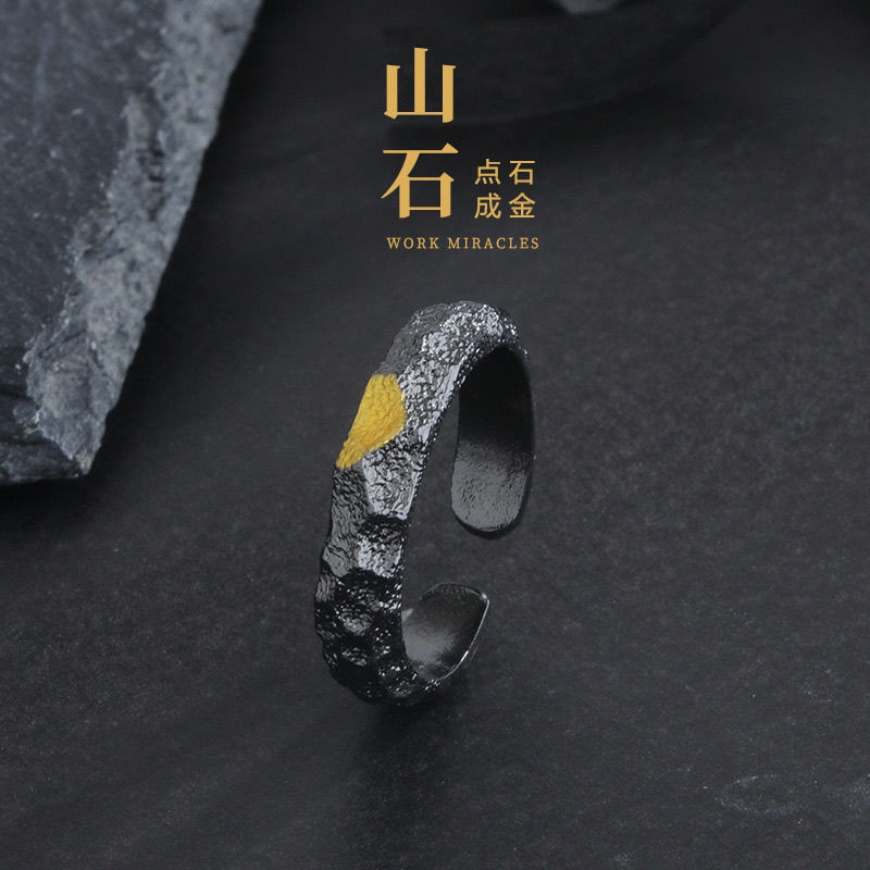 Cincin Serbaguna Sentuhan Emas Vintage#Perhiasan Fashion Pria Cincin Batu Perak Thailand