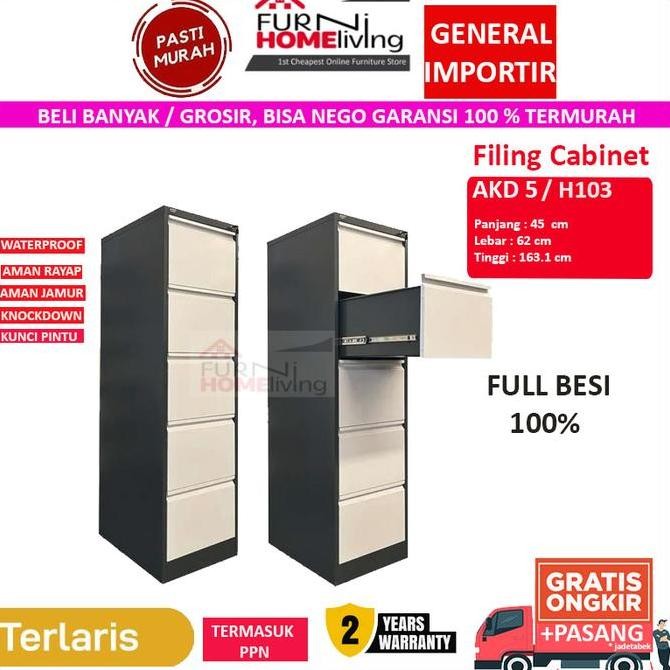 

Filing Cabinet Besi 5 Laci / 5 Susun AKD5 Kualitas Original