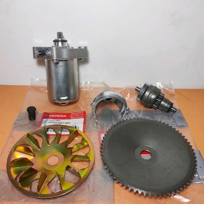 Paketan komplit dinamo stater beat karbu+gigi starter besar+kipas+granat stater+tutup granat honda b