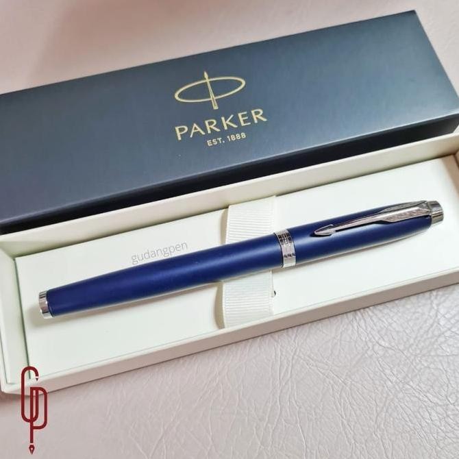 

Pulpen Parker IM Matte Blue Chrome Trim CT Roller Ball RB Original Kualitas Original