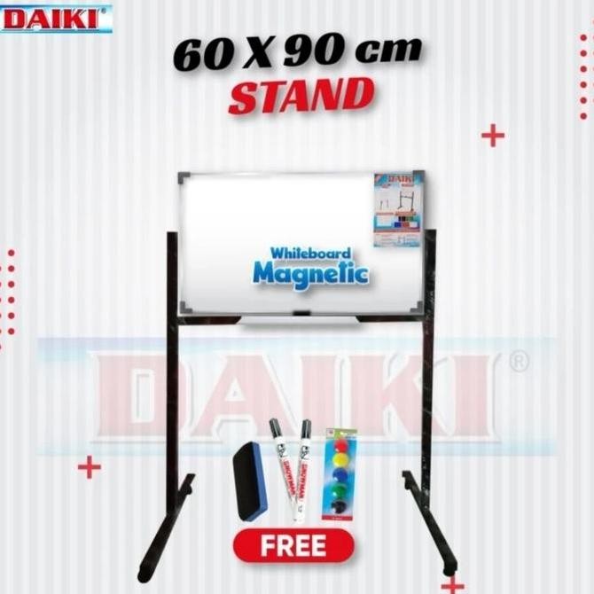 

Daiki Whiteboard magnetic single face standing size 60 x 90 cm. Kualitas Original