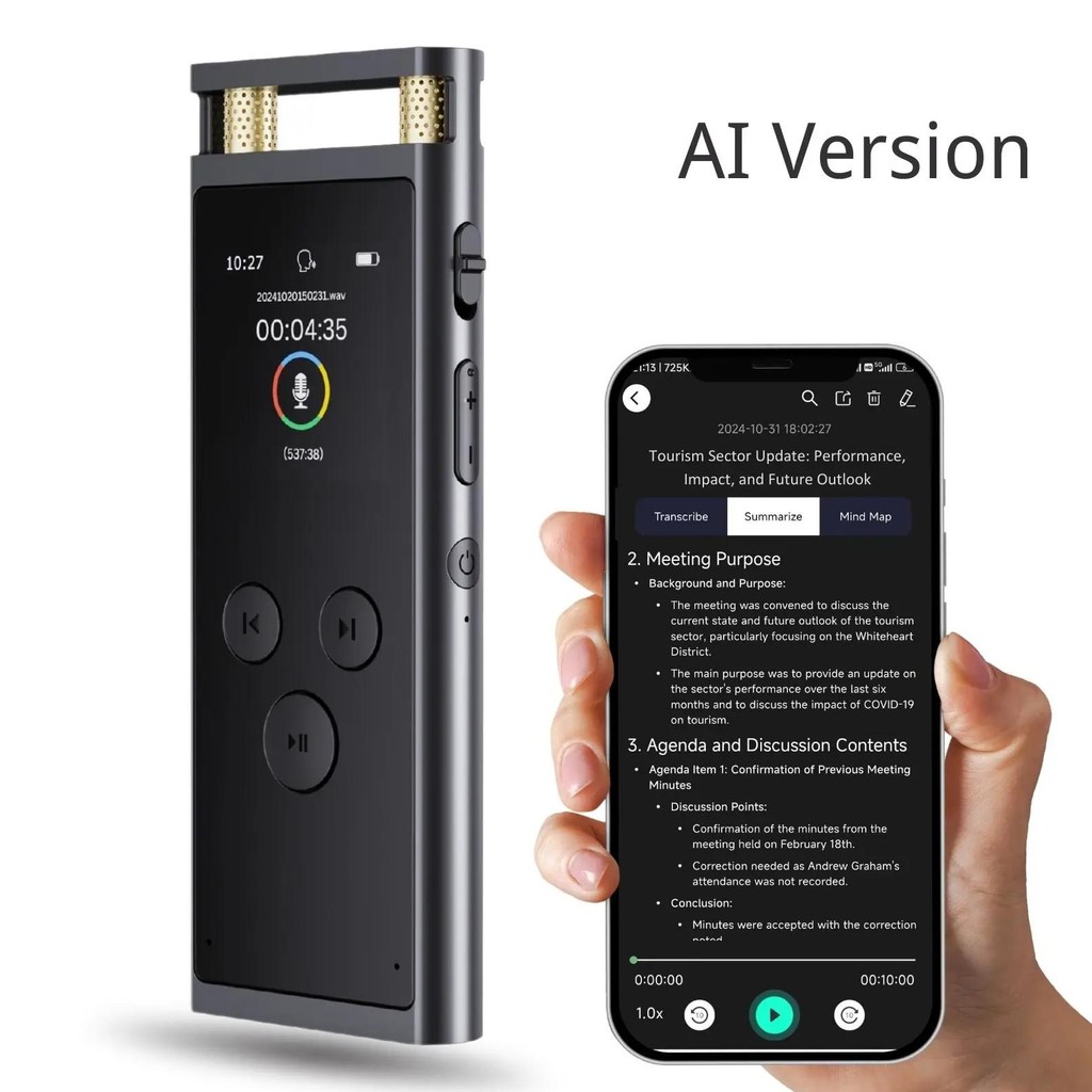 

AI Voice Recorder with APP transcription, GPT-4o Summary, Mind Mapping, Voice Activation 64GB Aluminum Dictaphone [AI Version]