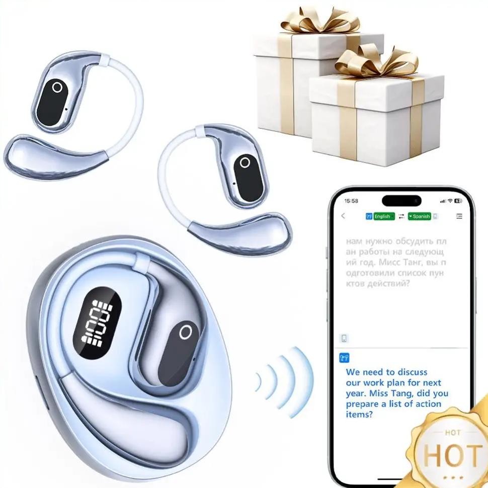

AI Language Translation Earbuds 138 Languages Bluetooth-Compatible 5.3 Translator Device Open Air Traductor for Travel Business