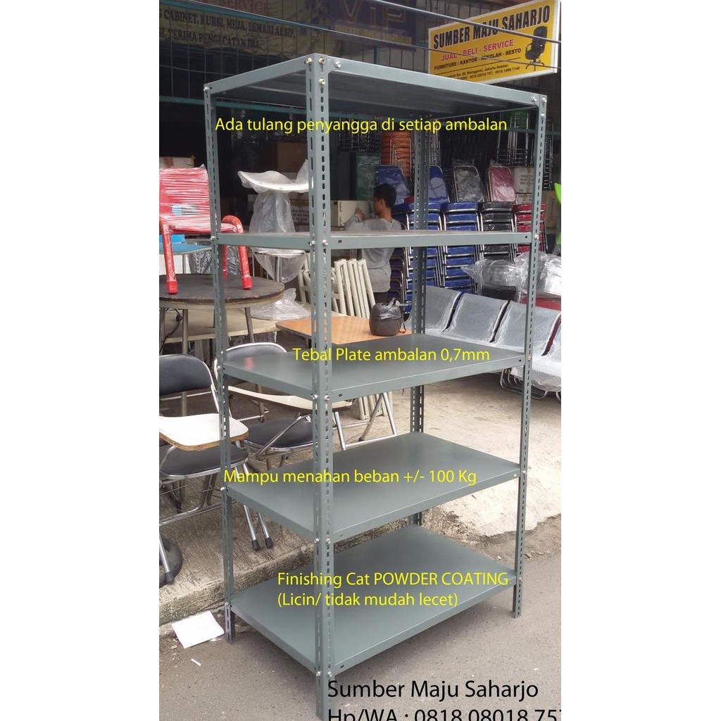 

Rak Besi Arsip Rak Gudang Lemari Arsip Uk. 120x60x210 cm CUSTOM Kualitas Original