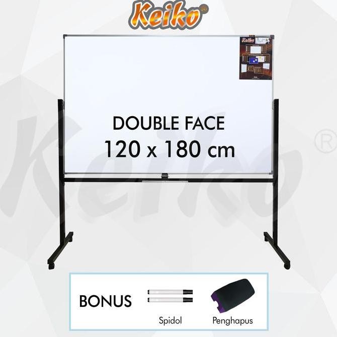 

Papan Tulis Whiteboard Standing Double Face Keiko 120 x 180 cm Kualitas Original