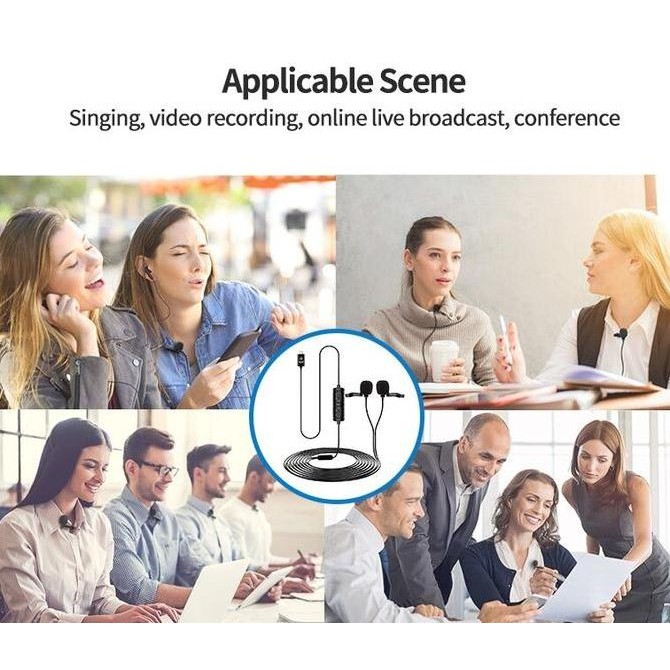 YICHUANG VM60 Dual Head Lavalier Microphone Lightning for Iphone Kualitas Original