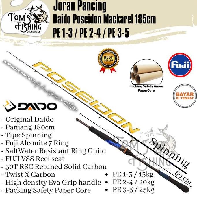 

Terlaris Joran Pancing Daido Poseidon Mackarel 185Cm Light Jigging (Pe 1-3 - Pe 3-5) Spinning Fuji Murah - Toms Fishing