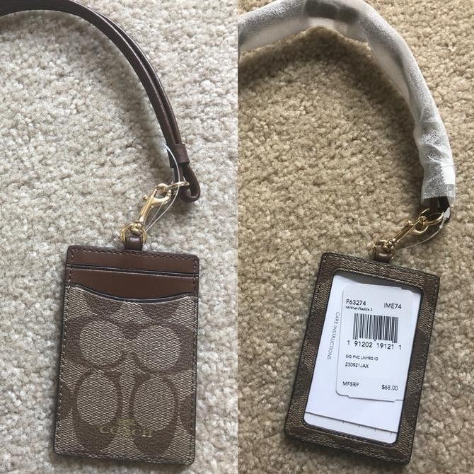 

NWT Coach Lanyard Gantungan Nama Khaki Saddle 2 Brown Kualitas Original