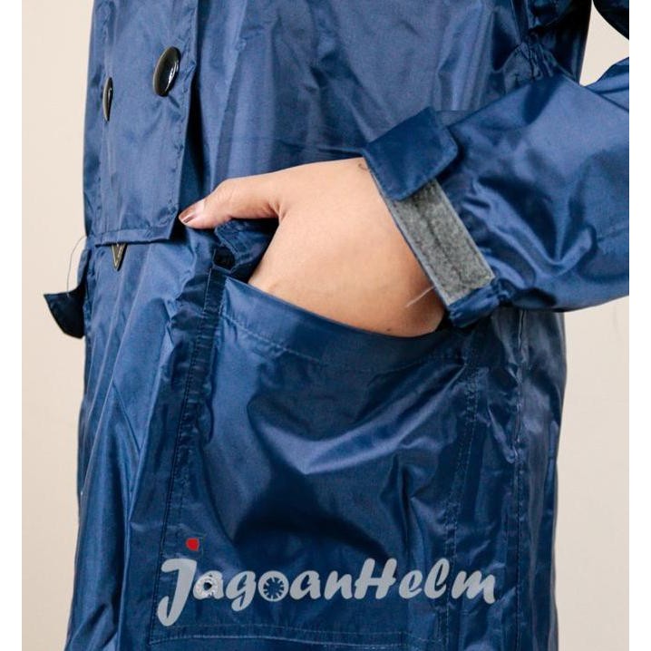 IKUL RAINCOAT ANNA LONG | ASLIHAN | JAS HUJAN NAVY Fr. RESPIRO Kualitas Original
