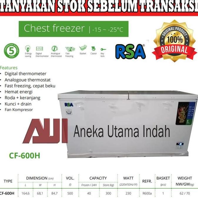 Tersedia RSA CF-600 CHEST FREEZER 600 LT LITER / FREEZER BOX RSA CF600 / CF 600