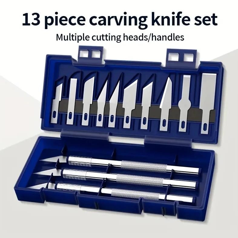 

13Pcs Metal Carving Knife Pen Art Seal Cutting Manual Combination Paper Cuttings Non-Slip Gadget Diy Precision Repair Tool