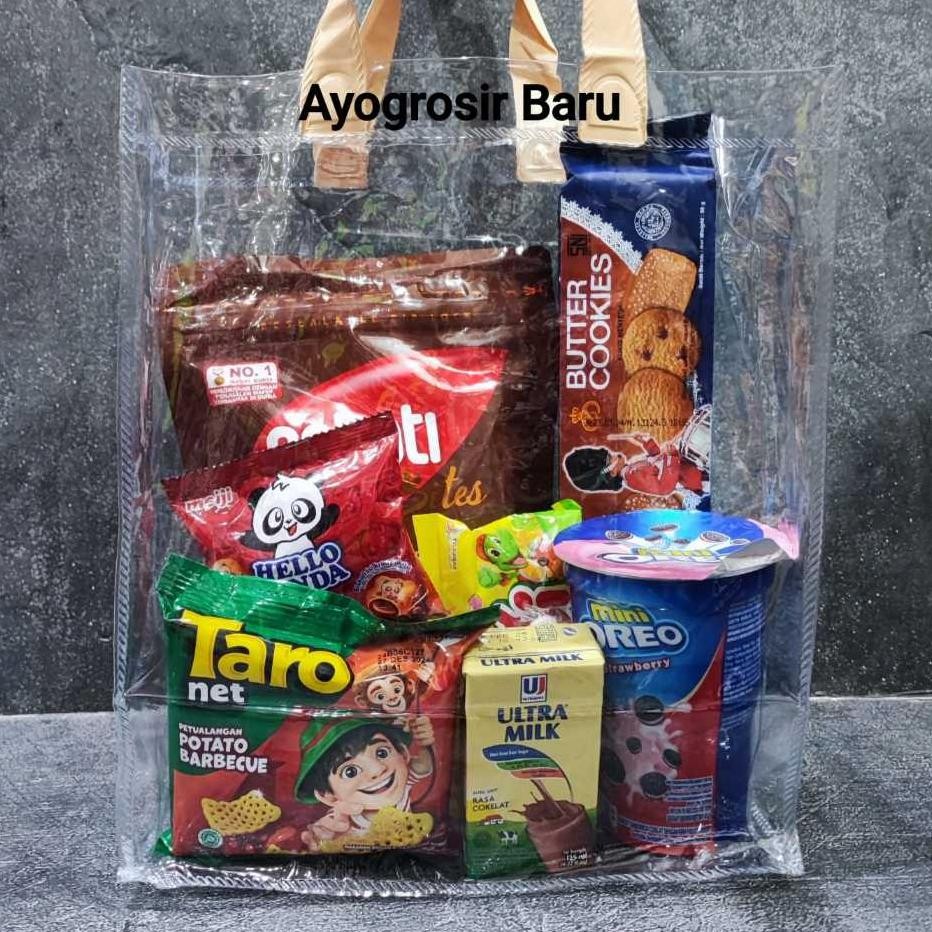 

Tas Mika Transparan Medium 25X30 Per 10 Pcs Goodie Bag Hampers Ulang Tahun Souvenir