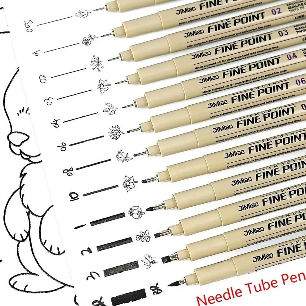 

1Pcs Micron Ink Marker Pen Sketch Stationery Set Art Supplies Drawing Pen Pigment Liner 12 Tips Sketching Needle Pen
