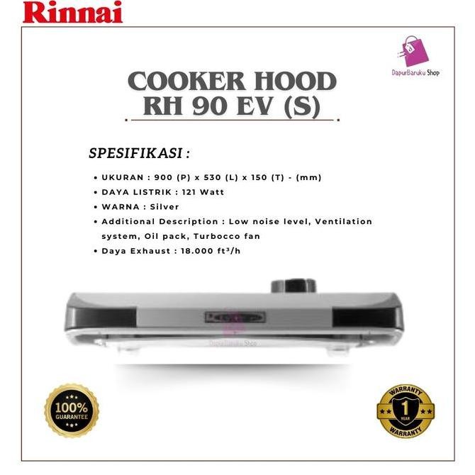 Tersedia Cooker Hood RINNAI RH 90 EV Silver VENTILATION
