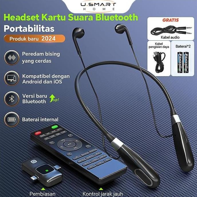 [Garansi Satu Tahun] U-Rumah Pintar Elektronik Hedset Monitor Nirkabel Blutut 2.4G E8 Net Merah Pemb