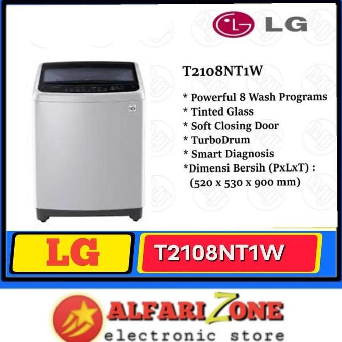 Tersedia Mesin cuci 1 tabung 8 kg LG T2108NT1W mesin cuci 8kg LG T2108 top load