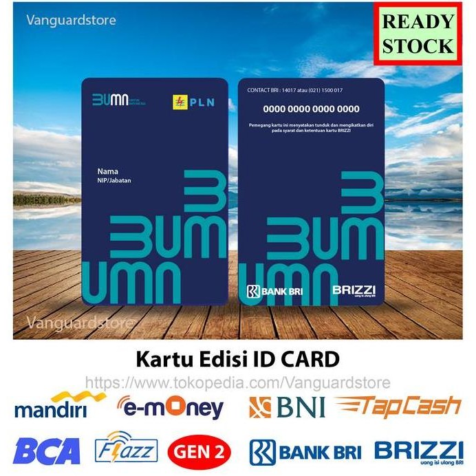 Premium Emoney ID CARD PLN NEW BRI BRIZZI BUMN Tanda Pengenal - 2 SISI