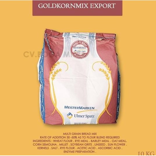 

Terlaris Tepung Roti Gandum Goldkorn Mix Eksport Multi Grain Bread Flour 1Kg