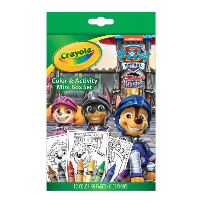 

LINDU Crayola Paw Patrol Rescue Knights Color & Activity Mini Box Set (12 Coloring Pages + 8 Crayons)