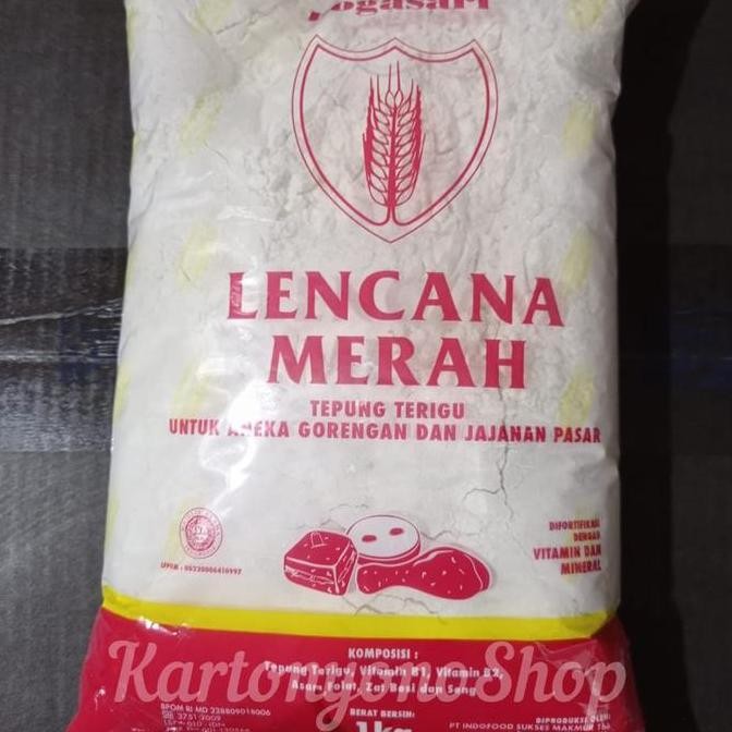 

Murah Tepung Terigu Lencana Merah Kemasan 1Kg Per Dus Isi 12 Bks
