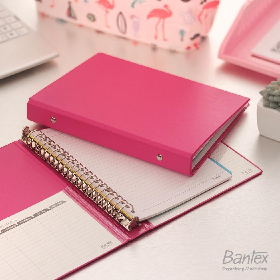 

LINDU Bantex Binder Note A5 20 Ring Besi Loose Leaf Multiring Binder Pink 1324 19