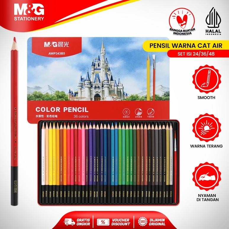 

LINDU M&G Pensil Warna Cat Air Set Isi 24/36/48 Warna Cerah Halus Cocok Untuk Seni Lukis Aman Untuk Anak Pilihan Warna Lengkap Untuk Sekolah dan Profesional