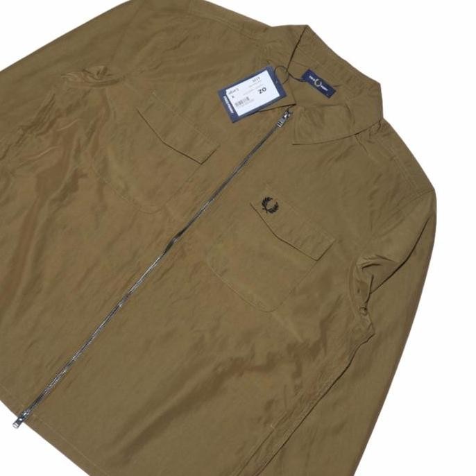 Sale Fred Perry Zip Overshirt Jacket Shaded Stone Original