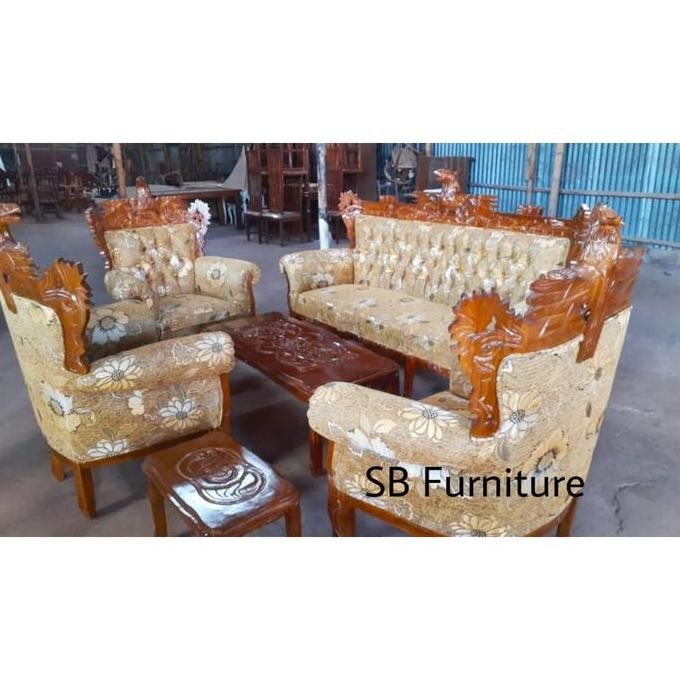 Terlaris Sofa Ruang Tamu Warna Coklat Motif Bunga Kursi Minimalis Jati Jepara