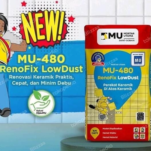 Grosir Mortar Utama Mu 480 Perekat Keramik Diatas Keramik Renofix Mu480 -25Kg