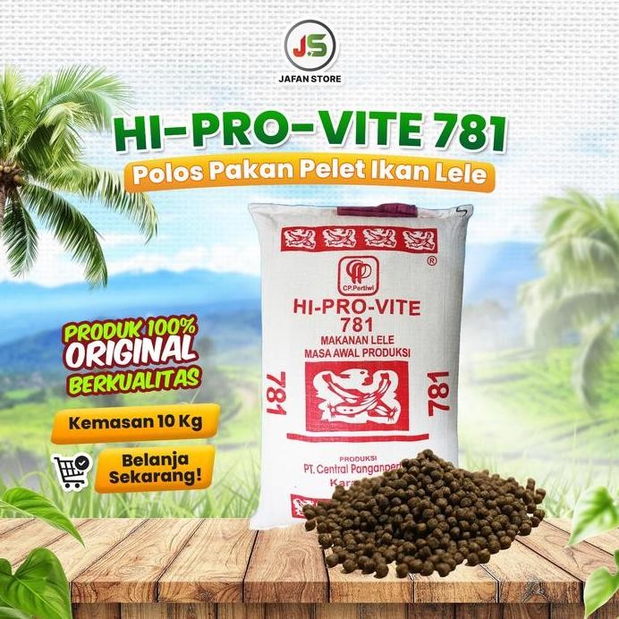 Terlaris Pakan Pelet Ikan Lele Hi-Pro-Vite 781 Polos Untuk Ikan 10 Kg