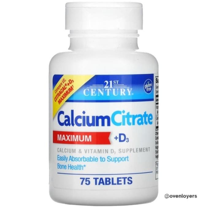 21St Century Calcium Citrate + D3 Maximum 75 Tablets