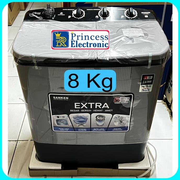 TERBARU - Sanken Mesin cuci 2 Tabung 8kg Low watt