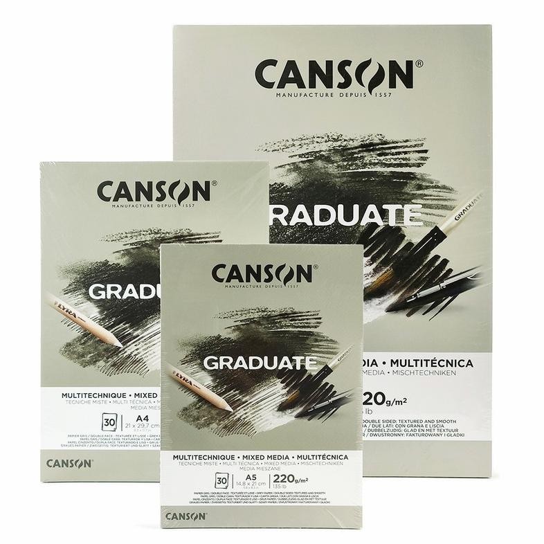 

LINDU Canson Graduate Mix Media Pads Grey Paper A4