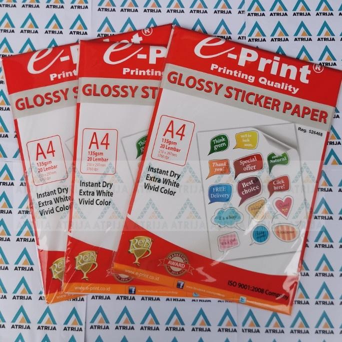 

KA Glossy Sticker Paper E-Print Kertas Sticker A4