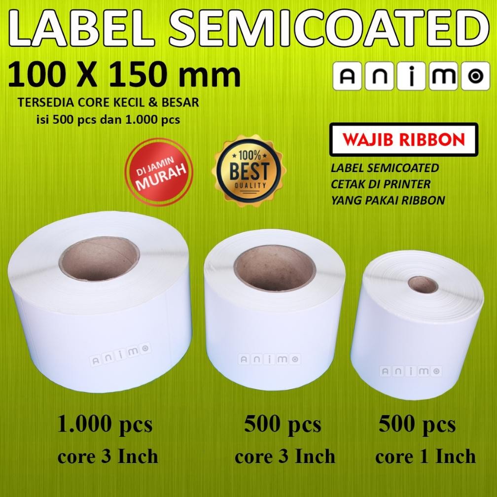 

KA LABEL SEMICOATED 100X150 = 500 PCS - STIKER SEMICOATED 10X15 CM - LABEL BARCODE A6 100 X 150 MM = 500 PCS