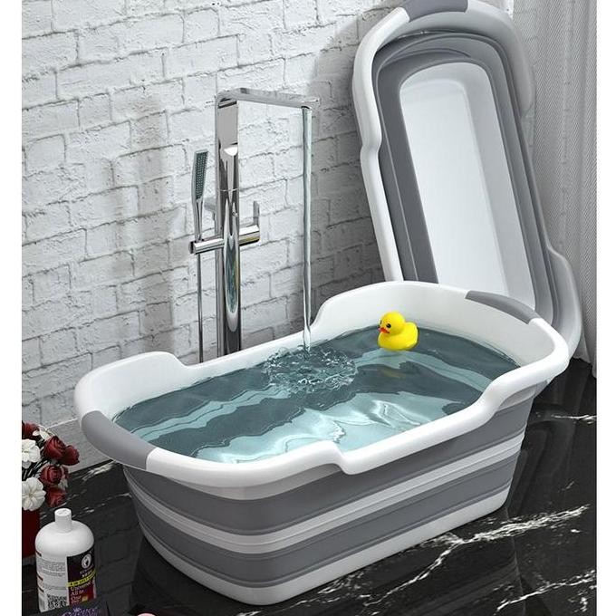 TERMURAH - Bak Mandi Bayi Lipat Foldable Jolang Baby Bathtub 60 x 40CM ZD009 Gray