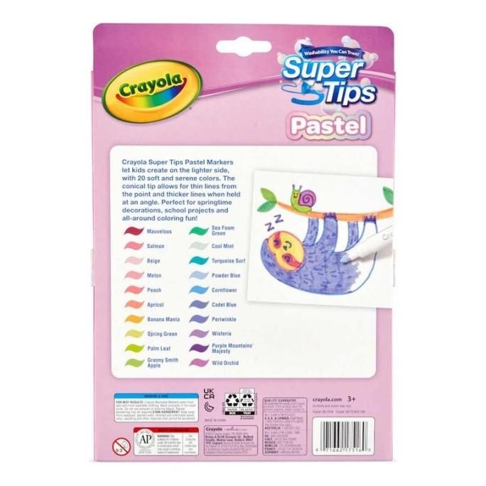

Crayola Super Tips Pastel Isi 20 Ct Nontoxic Washable Markers