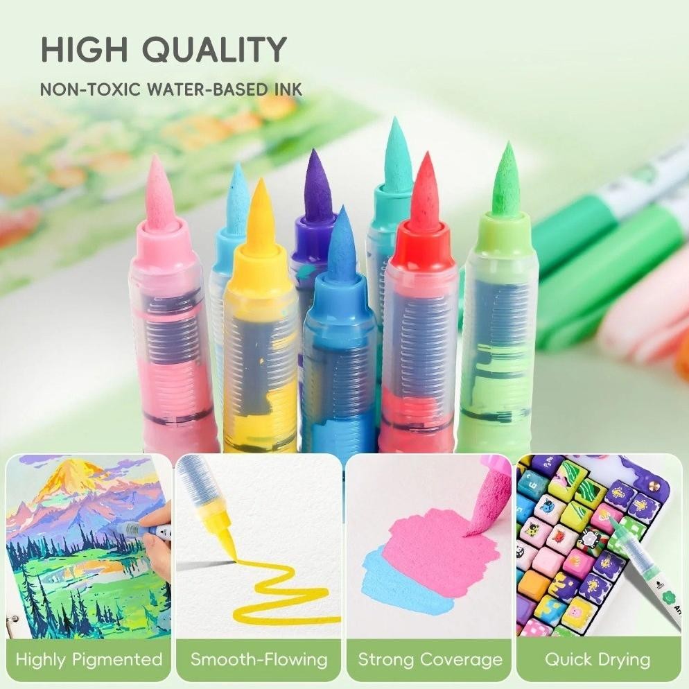 

ARRTX 36 Colors Acrylic Paint Markers Brush Tip Liquid Ink