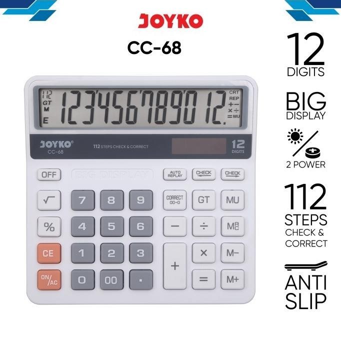 

D-54 An85 Fe24 Kalkulator Check & Correct Joyko Cc-68 - Calculator Desktop 12Digit Cc68 Berkualitas Terlaris D-54