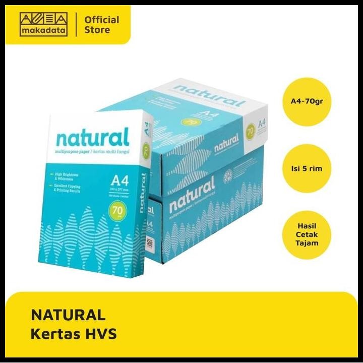 

Terlaris Kertas Hvs / Print / Fotocopy Natural A4 70 Gram (1Box) Murah Good Quality