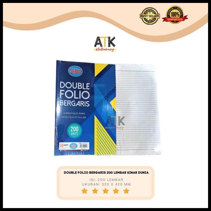 

Terlaris Kertas Double Folio Bergaris 200 Lembar Sinar Dunia Atk Good Quality
