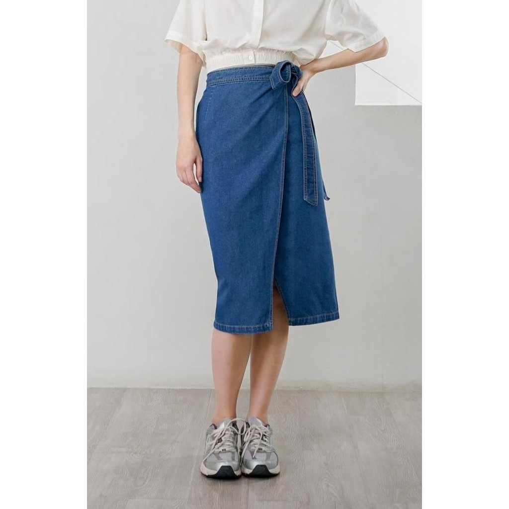 Promo Kivee - Jovia Wrap Skirt Denim