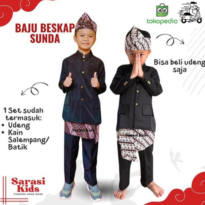 Tersedia Baju adat sunda beskap jawa sunda jas hitam anak kostum adat sunda