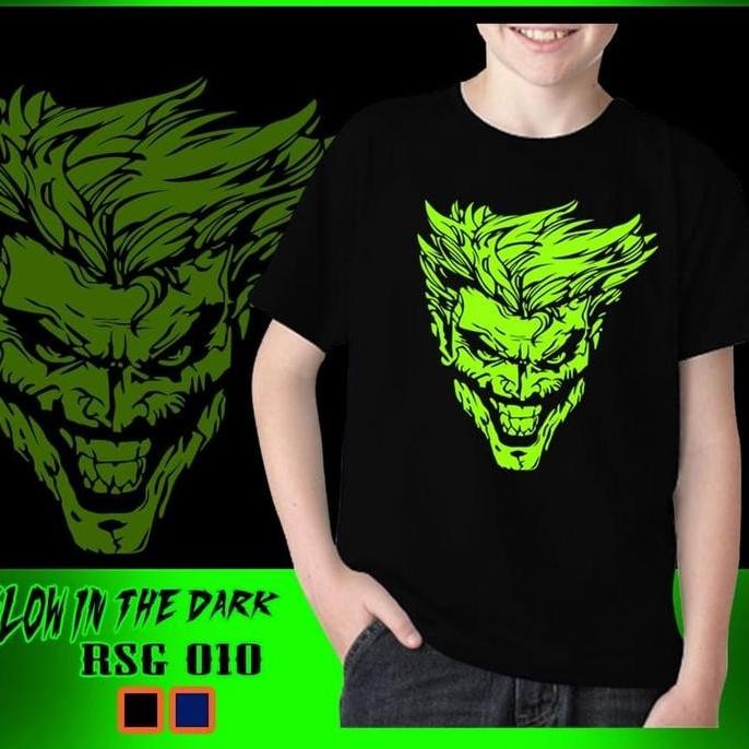 Tersedia Baju Kaos Anak Superhero Joker Glow in the dark RSG010